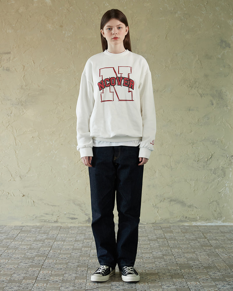 NCOVER（エンカバー）N LINE LOGO POINT SWEATSHIRT-WHITE