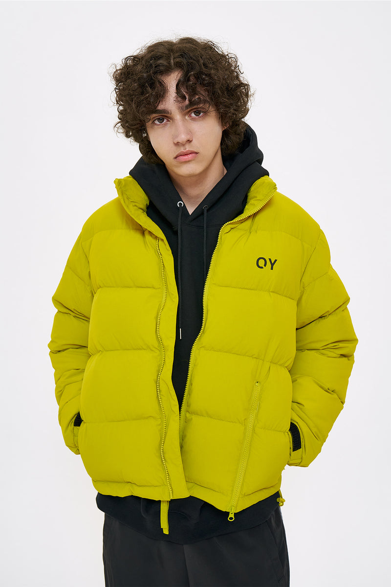 オーワイ(OY) SIDE ZIPPER LOGO DOWN JUMPER-NEON GREEN