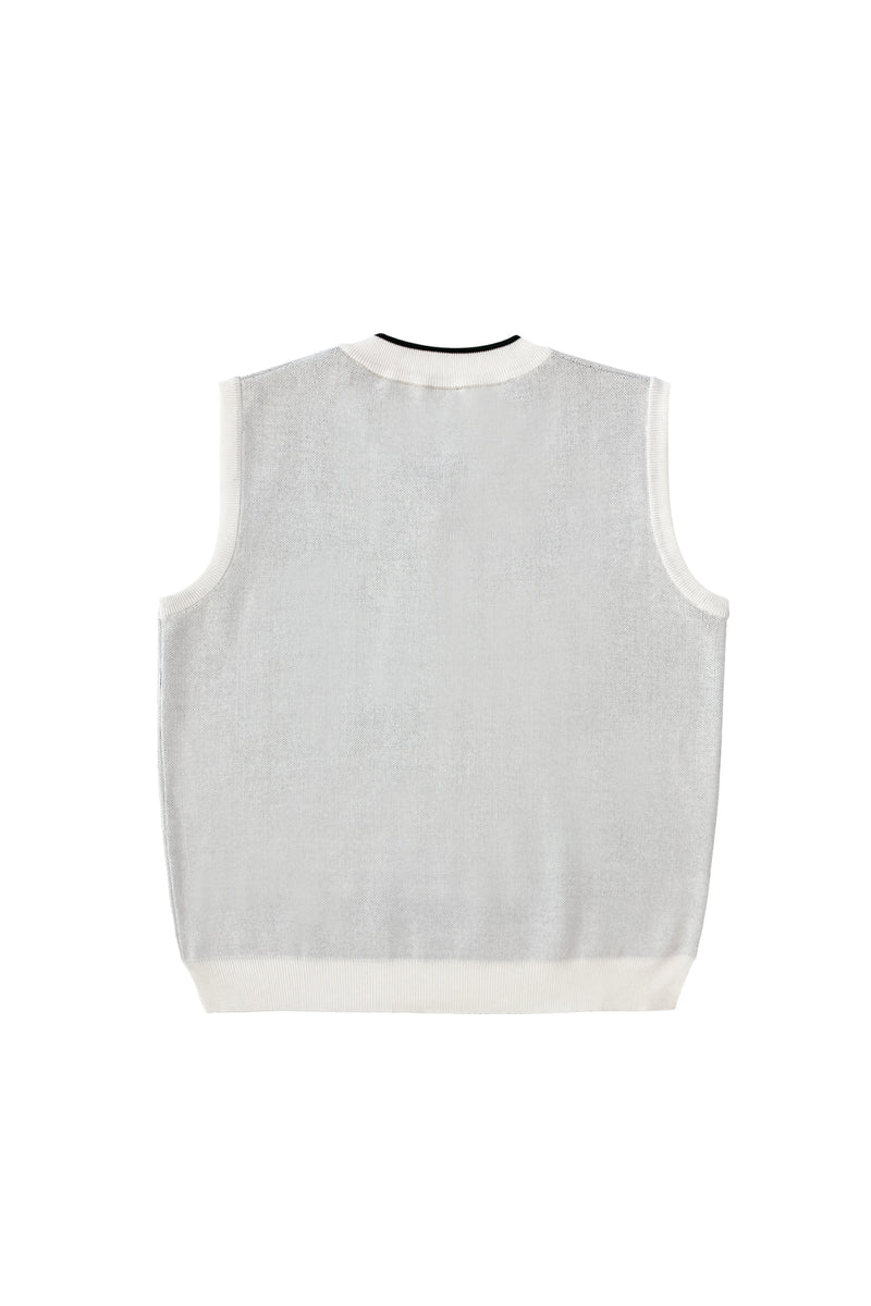 オーワイ(OY) ARGYLE STITCH ODOLLY KNIT VEST-WHITE