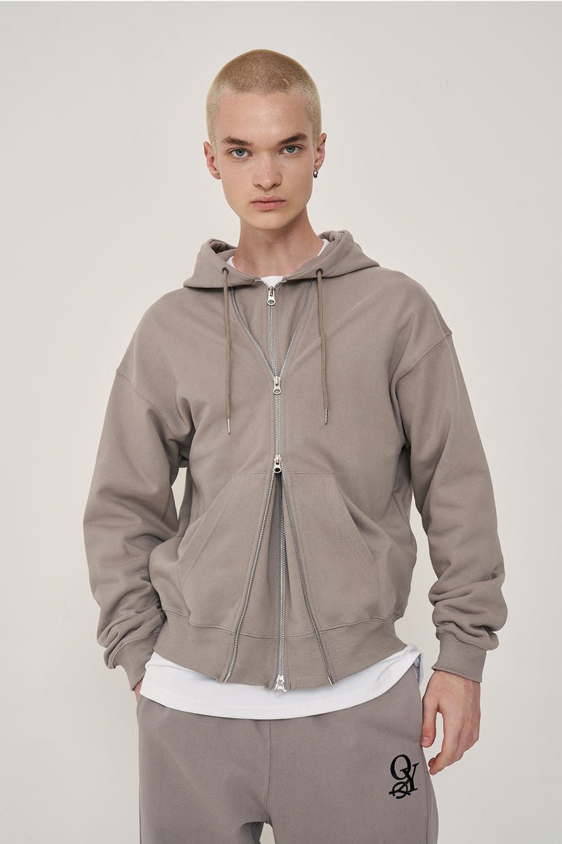 オーワイ(OY) BULLET LOGO DOUBLE HOODIE ZIP-TAN