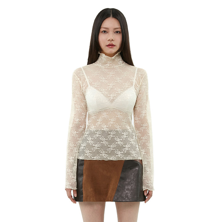 curetty (キュリティー)  C HIGH-NECK LACE TOP_BEIGE