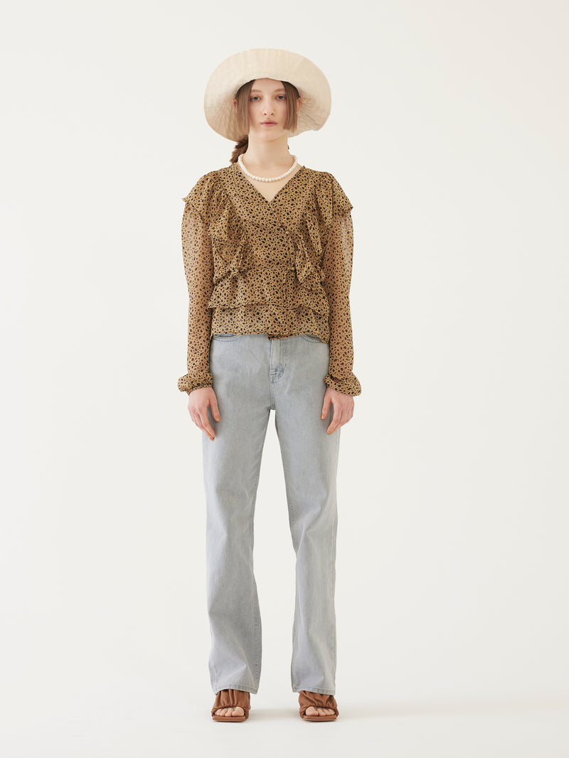 TMO BY 13MONTH（ティーエムオーバイサーティンマンス）RUFFLED BLOUSE (BROWN)