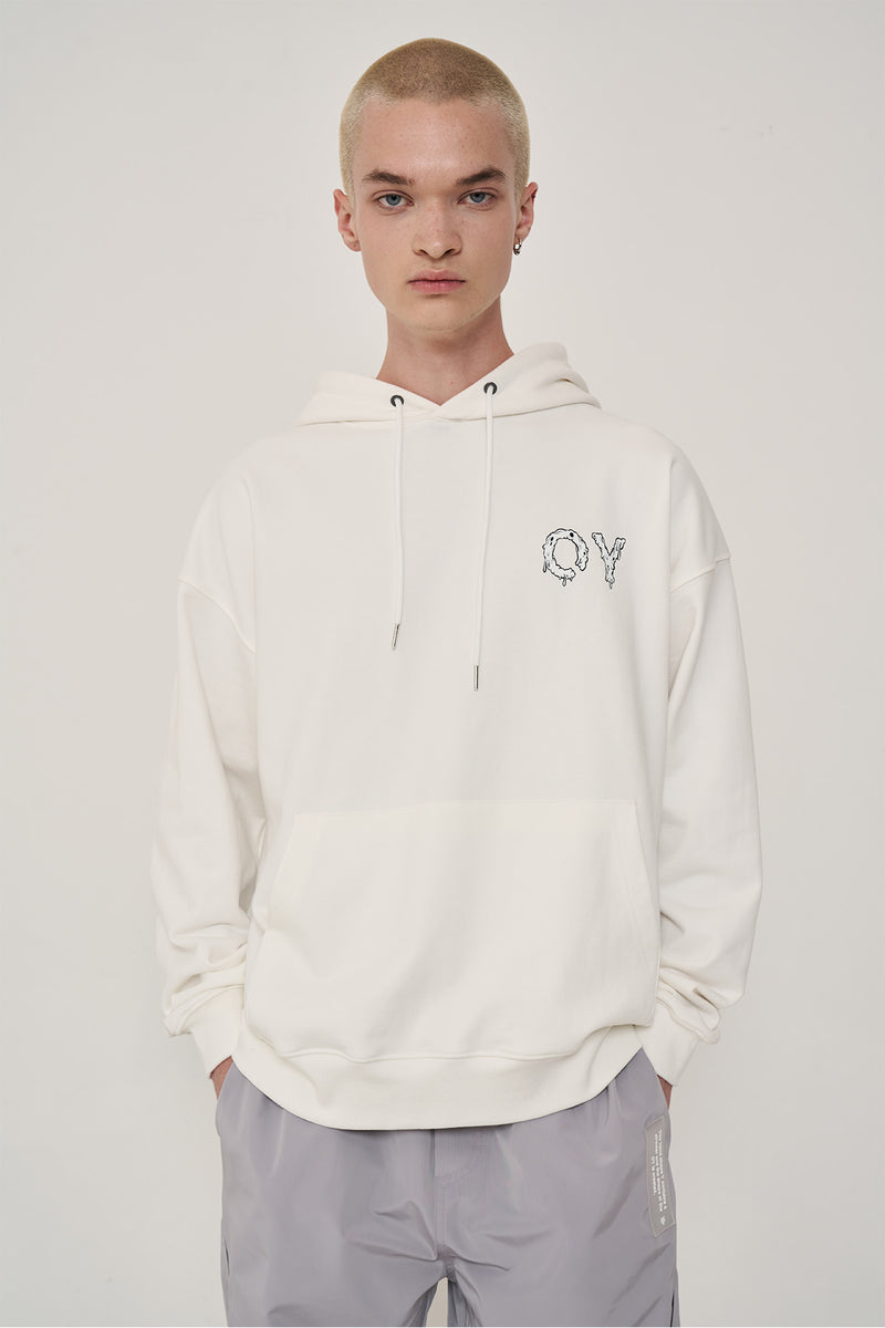 オーワイ(OY) MELTING LOGO HOODIE-WHITE