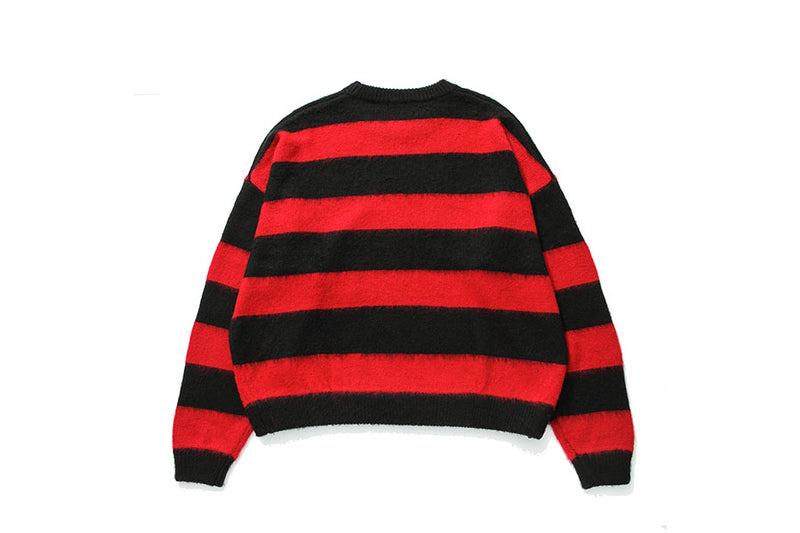 Q CUMBERS (キューカンバース)　MOHAIR BORDER PULLOVER SWEATER/ Red
