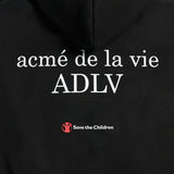 アクメドラビ(acme' de la vie) ADLV BABY FACE HOODIE BLACK STOP THE WAR ON CHILDREN