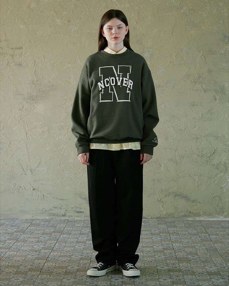 NCOVER（エンカバー）N LINE LOGO POINT SWEATSHIRT-KHAKI