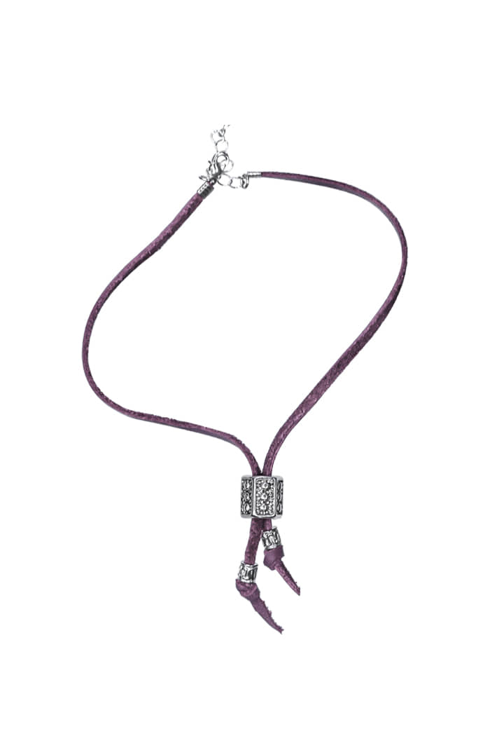 BLACKPURPLE (ブラックパープル) BYBE Leather string bracelet - Purple