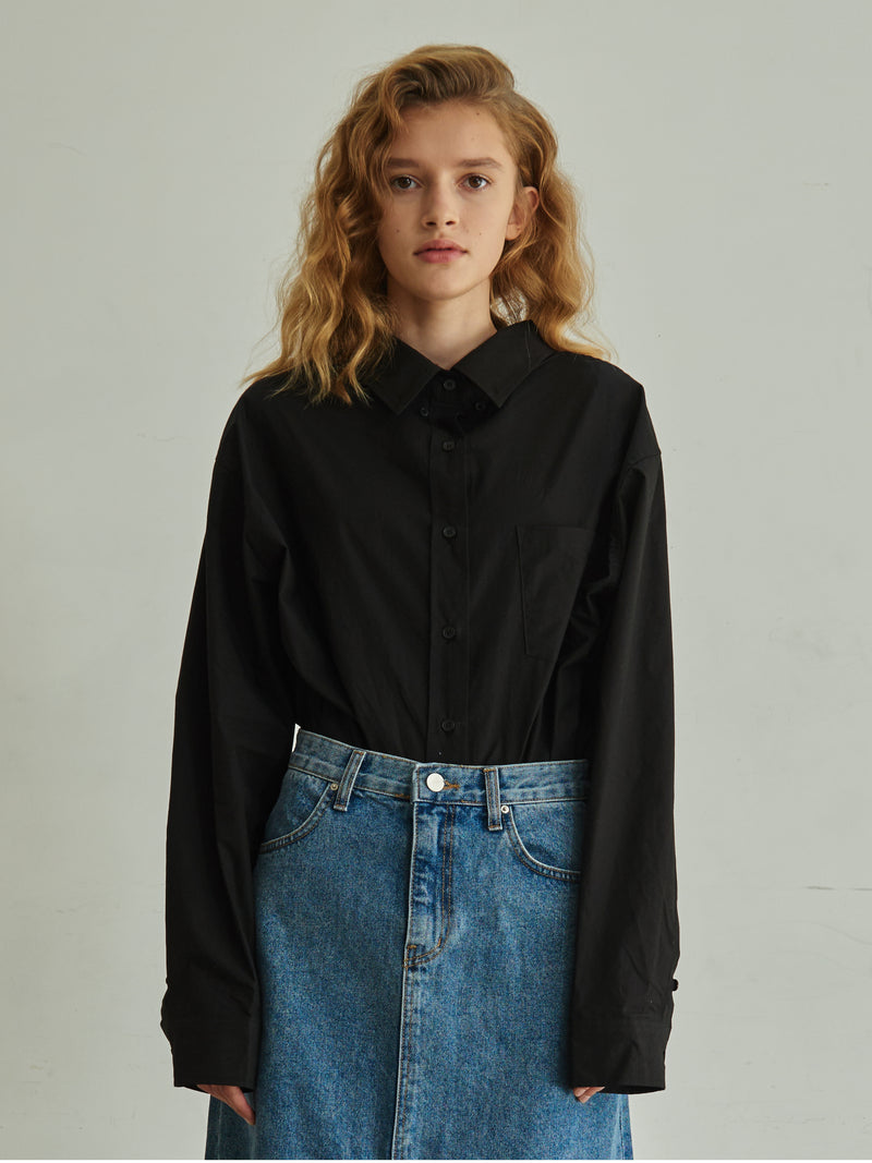 TMO BY 13MONTH（ティーエムオーバイサーティンマンス）OVERSIZE BASIC SHIRT (BLACK)