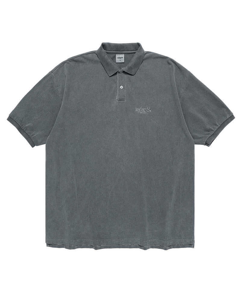 mahagrid (マハグリッド) THIRD LOGO PK PIGMENT POLO [CHARCOAL]