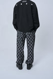 オーワイ(OY) OVER CHECK LOGO PANTS-BLACK