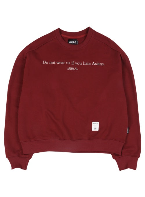 アジョバイアジョ(AJOBYAJO)   "To the Haters" Sweatshirt [Burgundy]