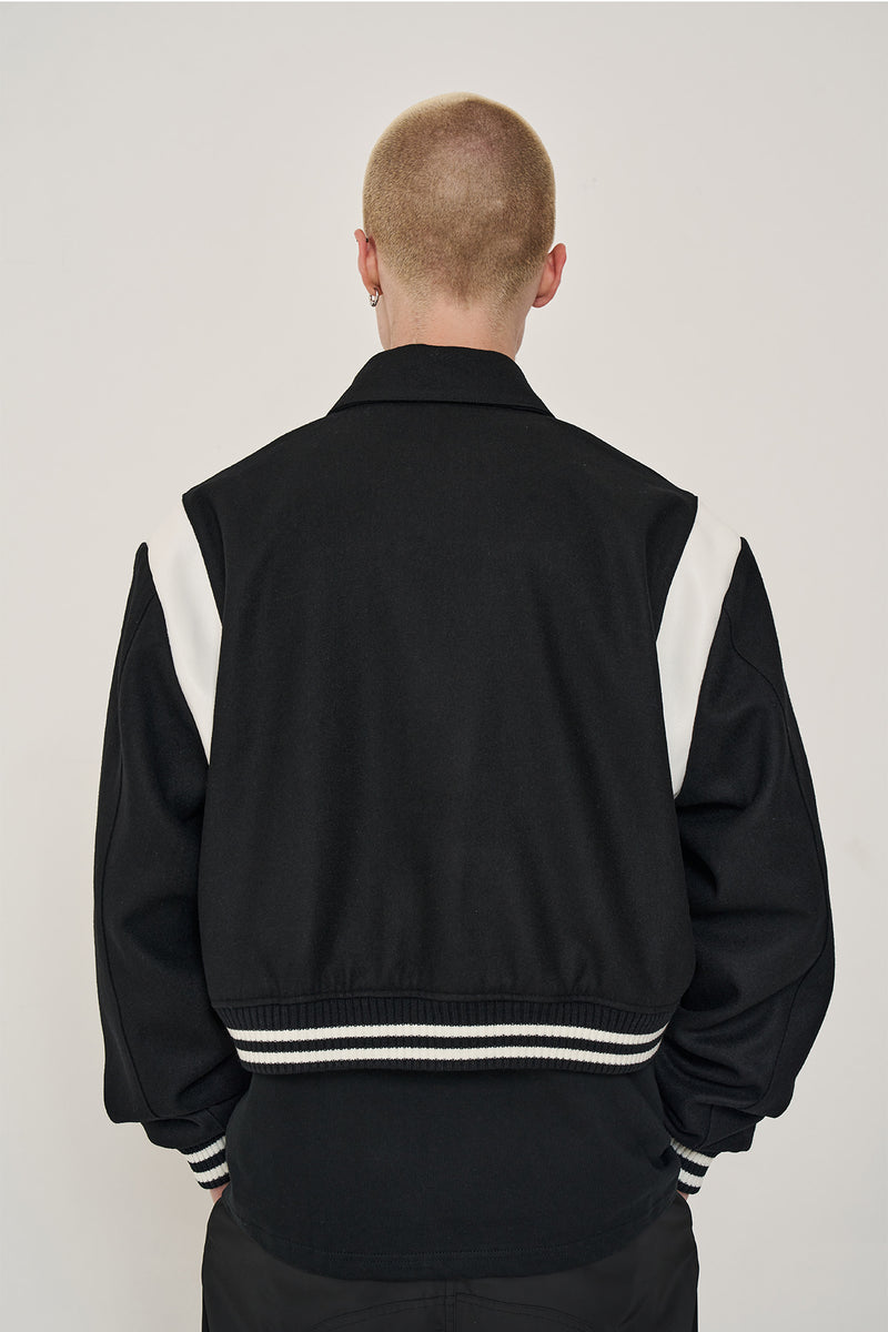 オーワイ(OY) METAL LOGO VARSITY JACKET-BLACK