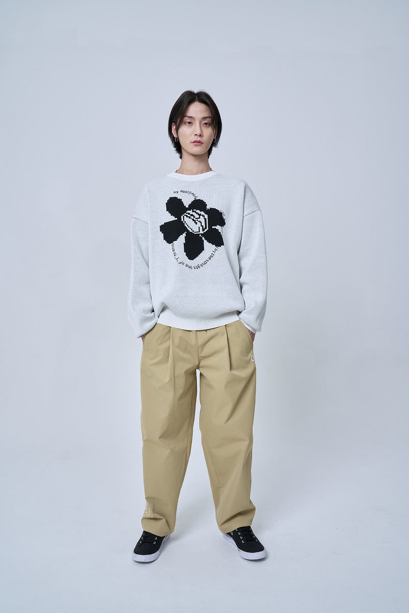 オーワイ(OY) PIXEL LOGO KNIT-WHITE