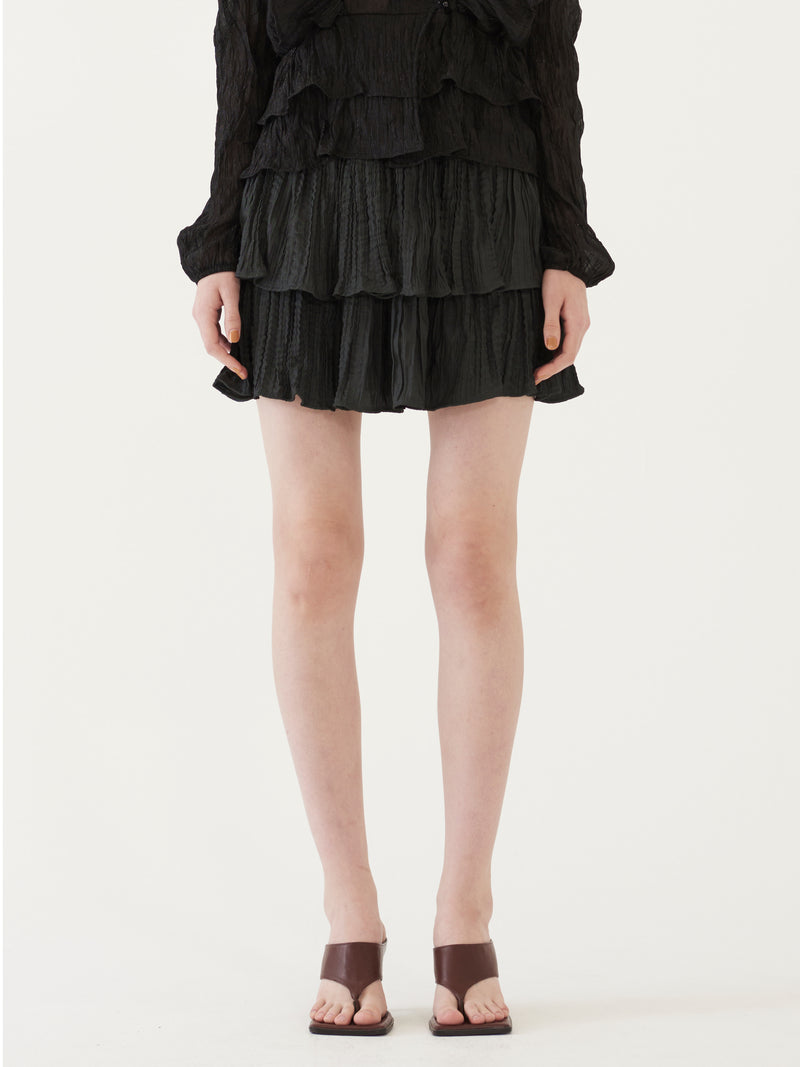 TMO BY 13MONTH（ティーエムオーバイサーティンマンス）RUFFLED MINI SKIRT (BLACK)