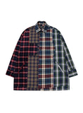 アジョバイアジョ(AJOBYAJO)      Check Mixed Oversized Shirt [Navy]