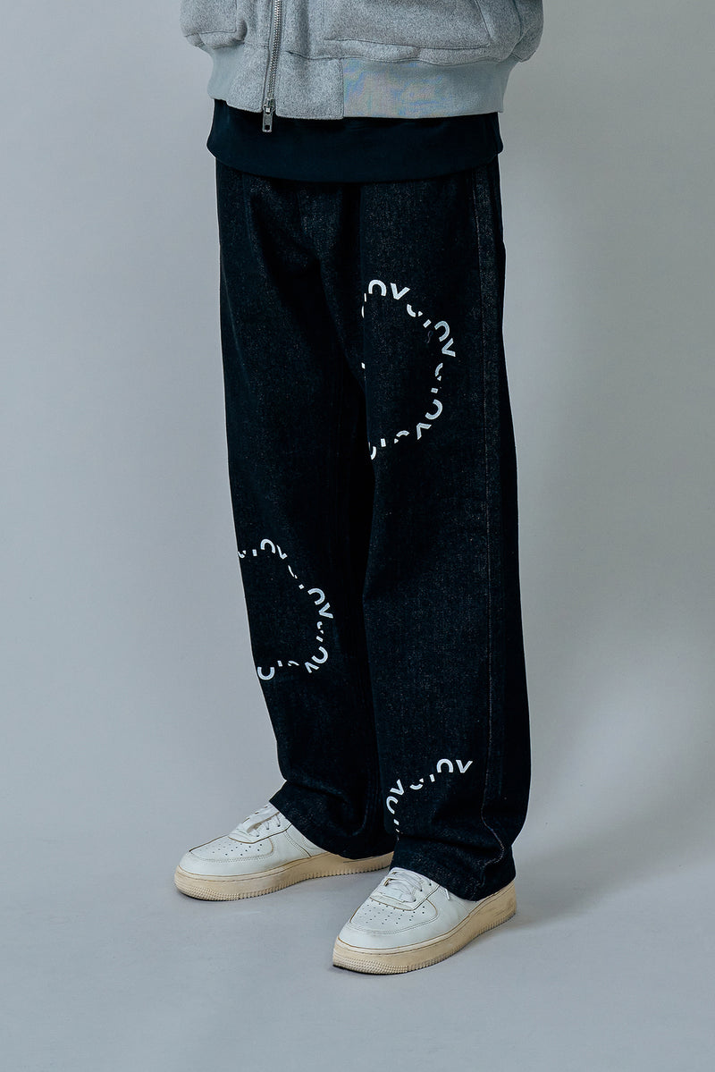 オーワイ(OY) ROUND LOGO JEANS-BLACK