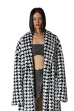 レイブレス(LABELESS)    HOUND_TOOTH OVERSIZED FUR ROBE