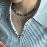 Nff(エヌエフエフ) 	 color mix black pearl necklace