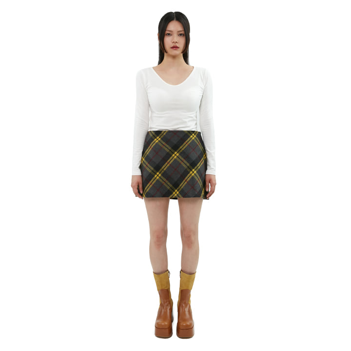 curetty (キュリティー)  C CHECKED A-LINE SKIRT_YELLOW