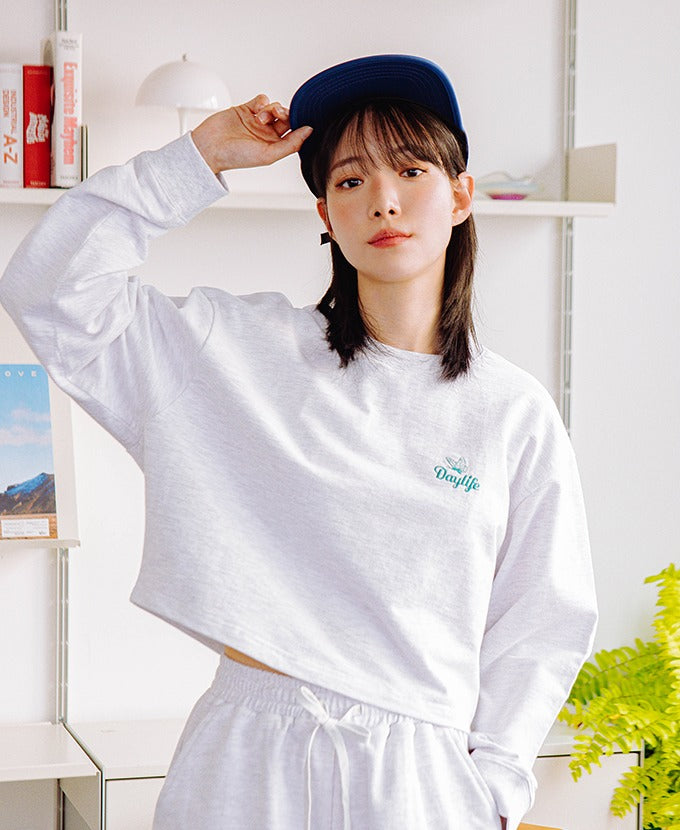 デイライフ(Daylife)  Dream Crop Long Sleeve (Light Gray)