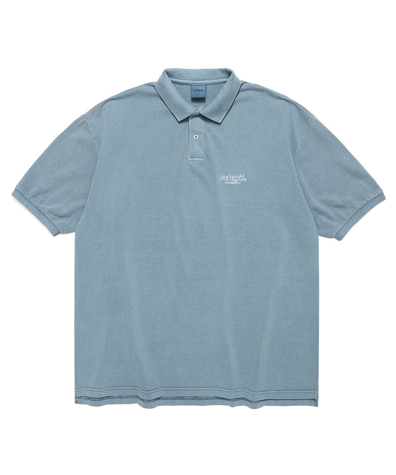 mahagrid (マハグリッド) THIRD LOGO PK PIGMENT POLO [BLUE]