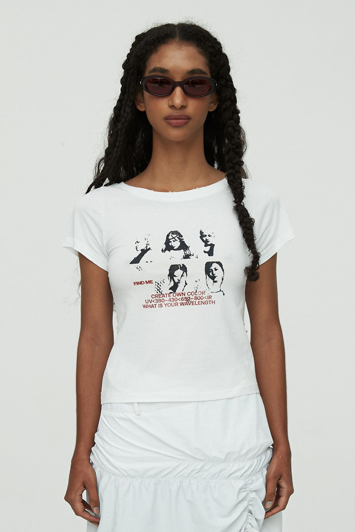 nache(ナチェ) DAMAGE MONTAGE T-SHIRT (UNISEX) - WHITE