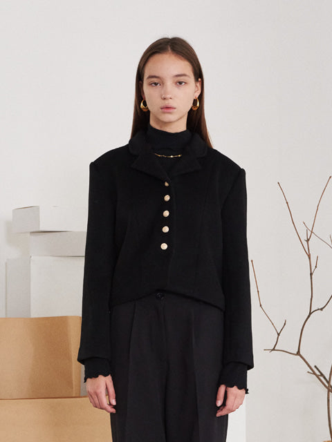 TMO BY 13MONTH（ティーエムオーバイサーティンマンス）SHORT WOOL JACKET (BLACK)