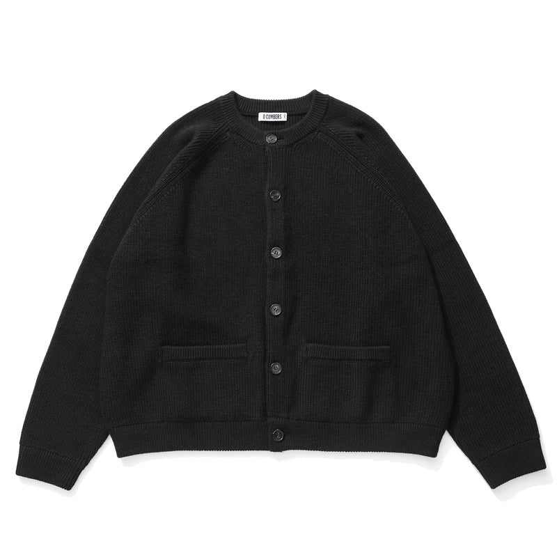 Q CUMBERS (キューカンバース)　ROUNDNECK HEAVY WOOL CARDIGAN/ Black