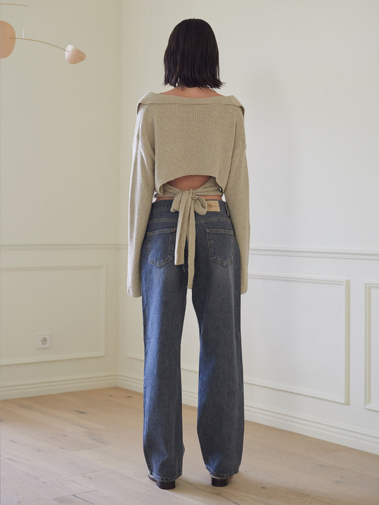 TMO BY 13MONTH（ティーエムオーバイサーティンマンス）BACKLESS COLLARED KNIT (BEIGE)