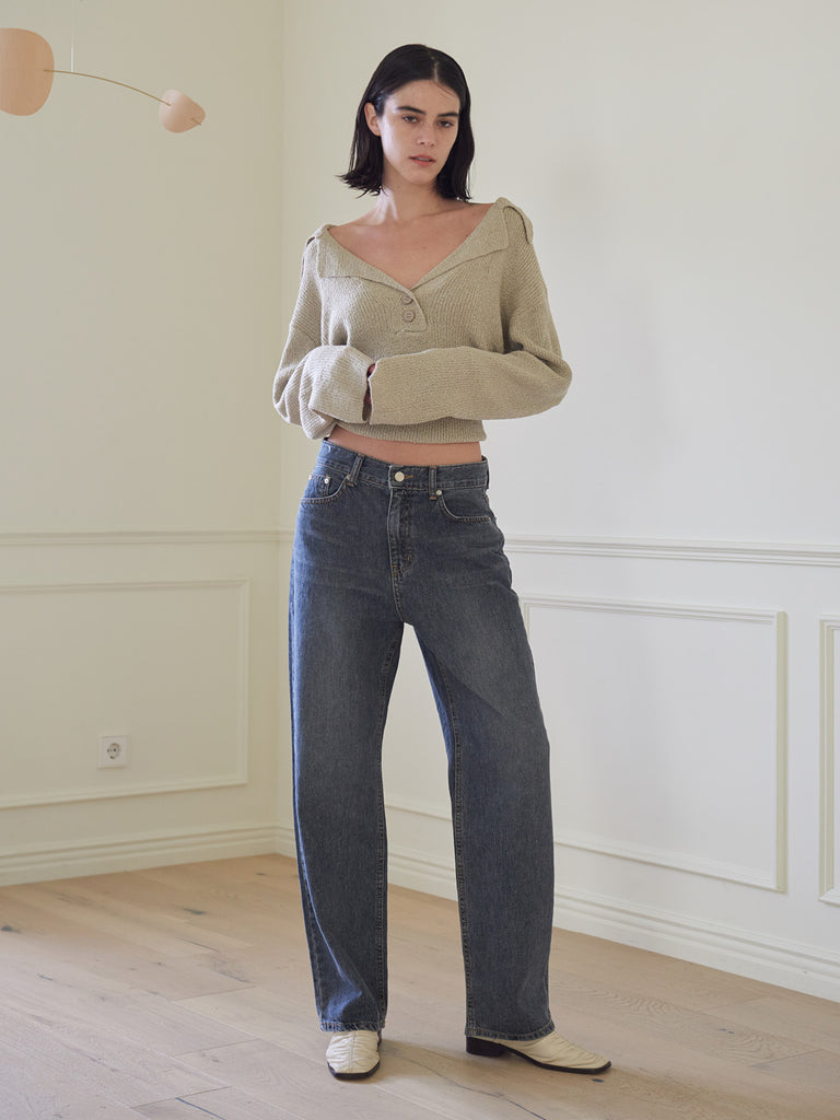 TMO BY 13MONTH（ティーエムオーバイサーティンマンス）BACKLESS COLLARED KNIT (BEIGE)