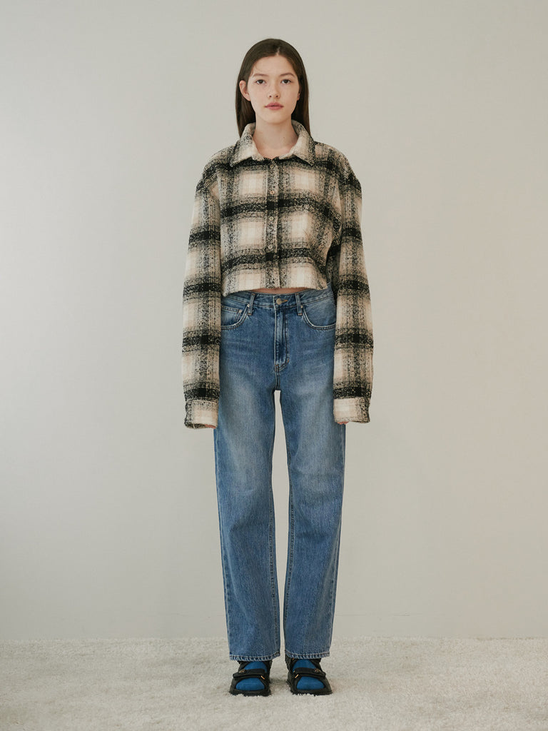 TMO BY 13MONTH（ティーエムオーバイサーティンマンス）CROPPED CHECK JACKET (BEIGE)