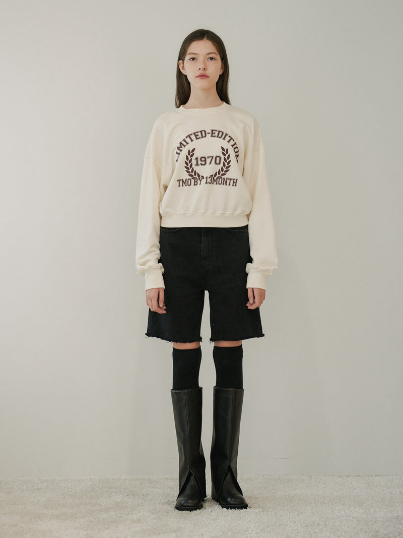 TMO BY 13MONTH（ティーエムオーバイサーティンマンス）CROPPED SWEATSHIRT (IVORY)