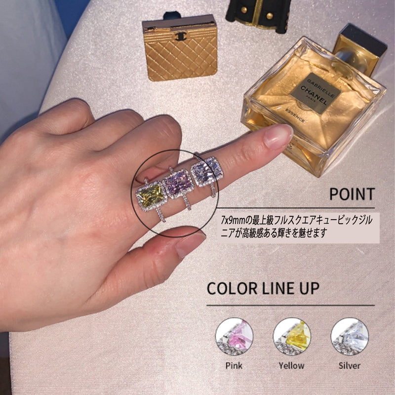 BLACKPURPLE (ブラックパープル) [blackabel] 3A+ Mystic Square Crystal Ring_Silver