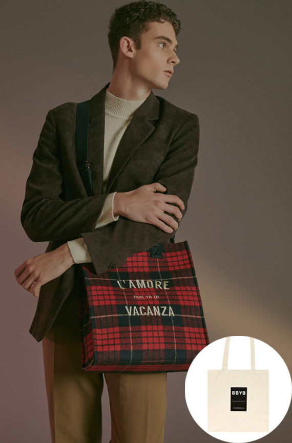 BBYB(ビービーワイビー) Tartan Unisex Tote Bag (Red)