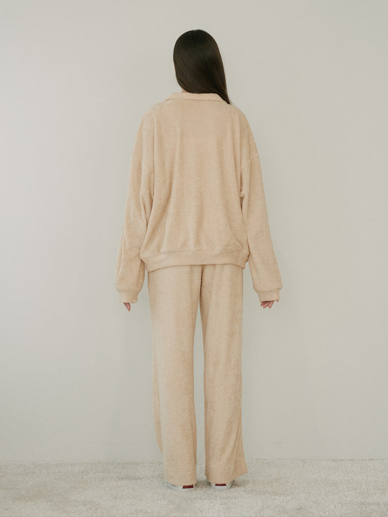 TMO BY 13MONTH（ティーエムオーバイサーティンマンス）FLEECE COLLARED POLO SHIRT (BEIGE)