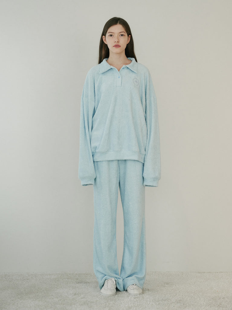 TMO BY 13MONTH（ティーエムオーバイサーティンマンス）FLEECE COLLARED POLO SHIRT (LIGHT BLUE)