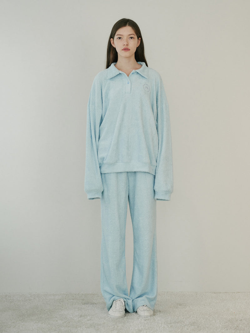 TMO BY 13MONTH（ティーエムオーバイサーティンマンス）FLEECE COLLARED POLO SHIRT (LIGHT BLUE)