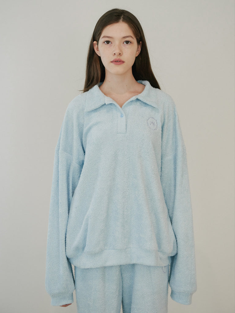 TMO BY 13MONTH（ティーエムオーバイサーティンマンス）FLEECE COLLARED POLO SHIRT (LIGHT BLUE)
