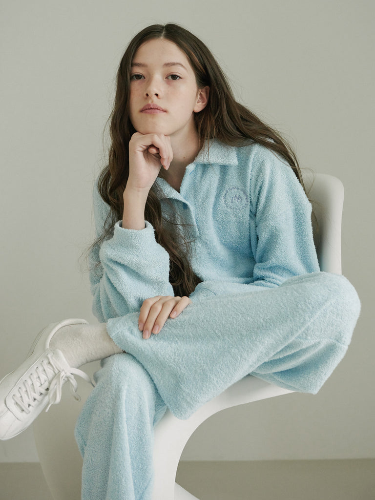 TMO BY 13MONTH（ティーエムオーバイサーティンマンス）FLEECE COLLARED POLO SHIRT (LIGHT BLUE)