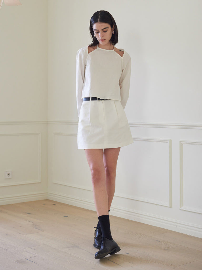 TMO BY 13MONTH（ティーエムオーバイサーティンマンス）HALTER NECK BLOUSE (WHITE)