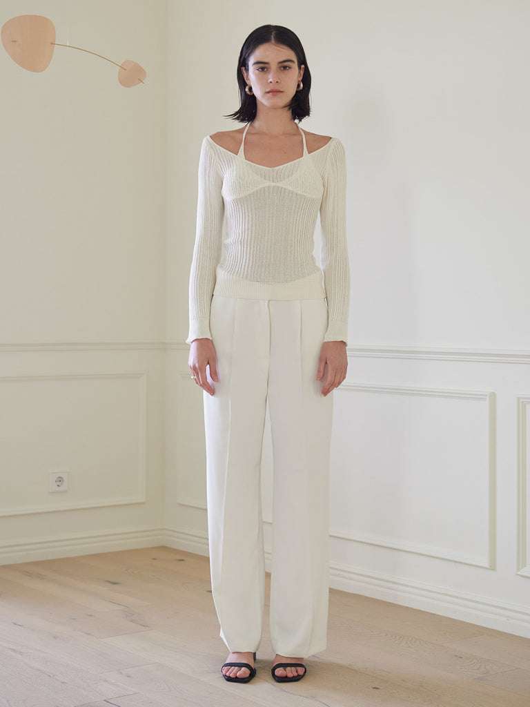 TMO BY 13MONTH（ティーエムオーバイサーティンマンス）HALTER NECK KNIT TOP (WHITE)