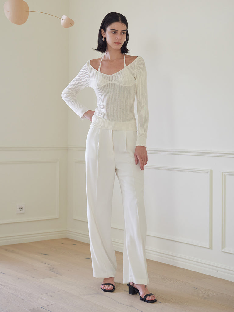 TMO BY 13MONTH（ティーエムオーバイサーティンマンス）HALTER NECK KNIT TOP (WHITE)