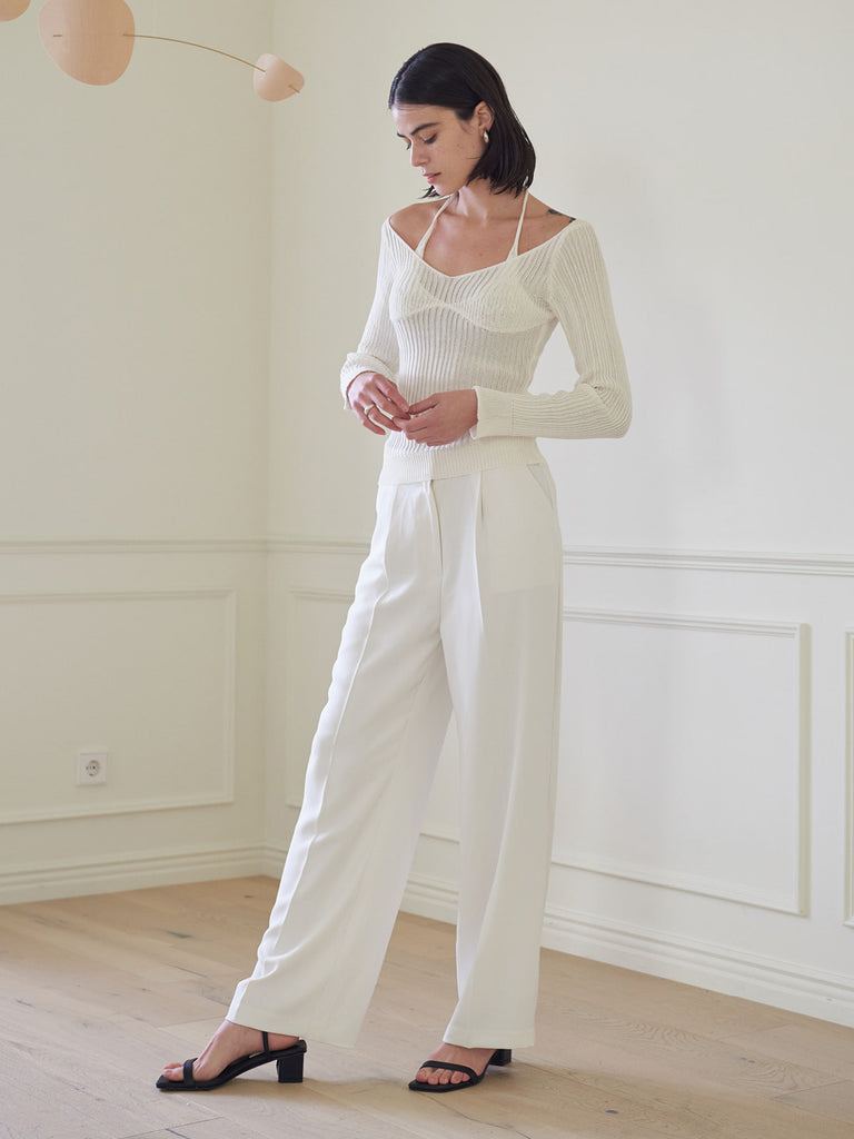 TMO BY 13MONTH（ティーエムオーバイサーティンマンス）HALTER NECK KNIT TOP (WHITE)