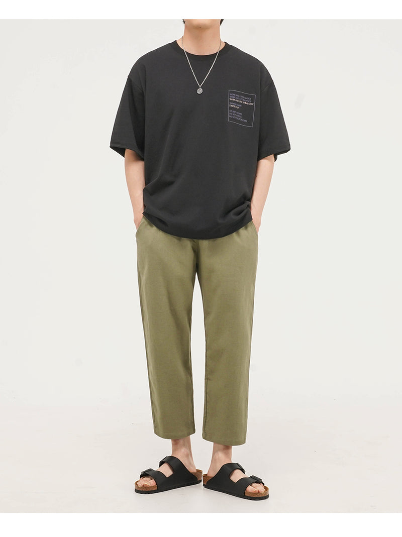 JEMUT (ジェモッ) Crop Linen Wide Pants 4COLOR KHAKI GRAY HJLP2122