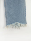 Fringe front wrap loose denim pants