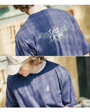 ダブルユーブイプロジェクト(WV PROJECT) Palm tree short-sleeved T-shirt Navy JIST7503