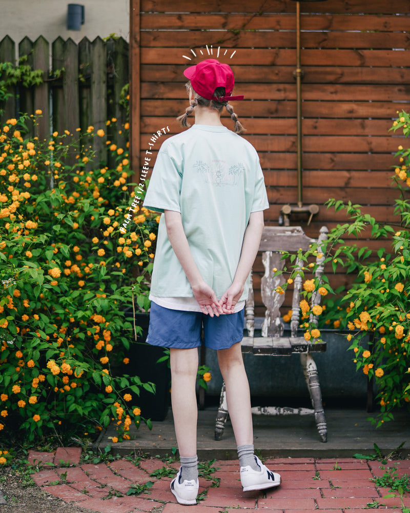 ダブルユーブイプロジェクト(WV PROJECT) Palm tree short-sleeved T-shirt Mint JIST7503