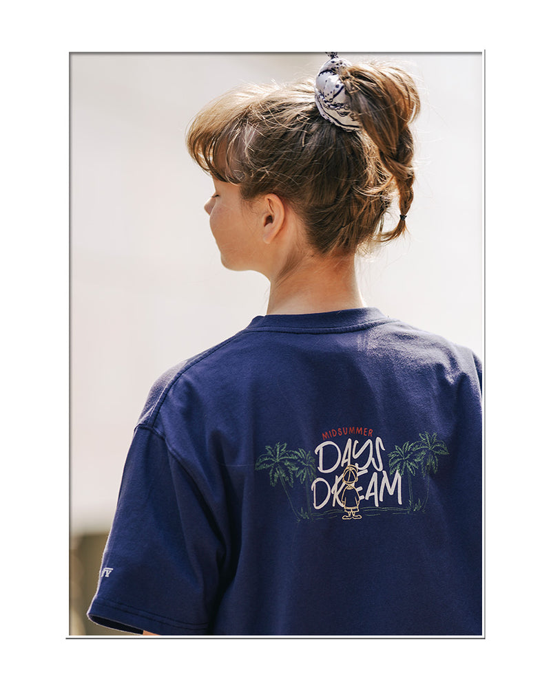 ダブルユーブイプロジェクト(WV PROJECT) Palm tree short-sleeved T-shirt Navy JIST7503