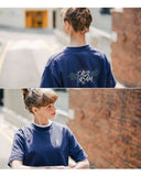 ダブルユーブイプロジェクト(WV PROJECT) Palm tree short-sleeved T-shirt Navy JIST7503