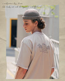 ダブルユーブイプロジェクト(WV PROJECT) Palm tree short-sleeved T-shirt gray beige JIST7503